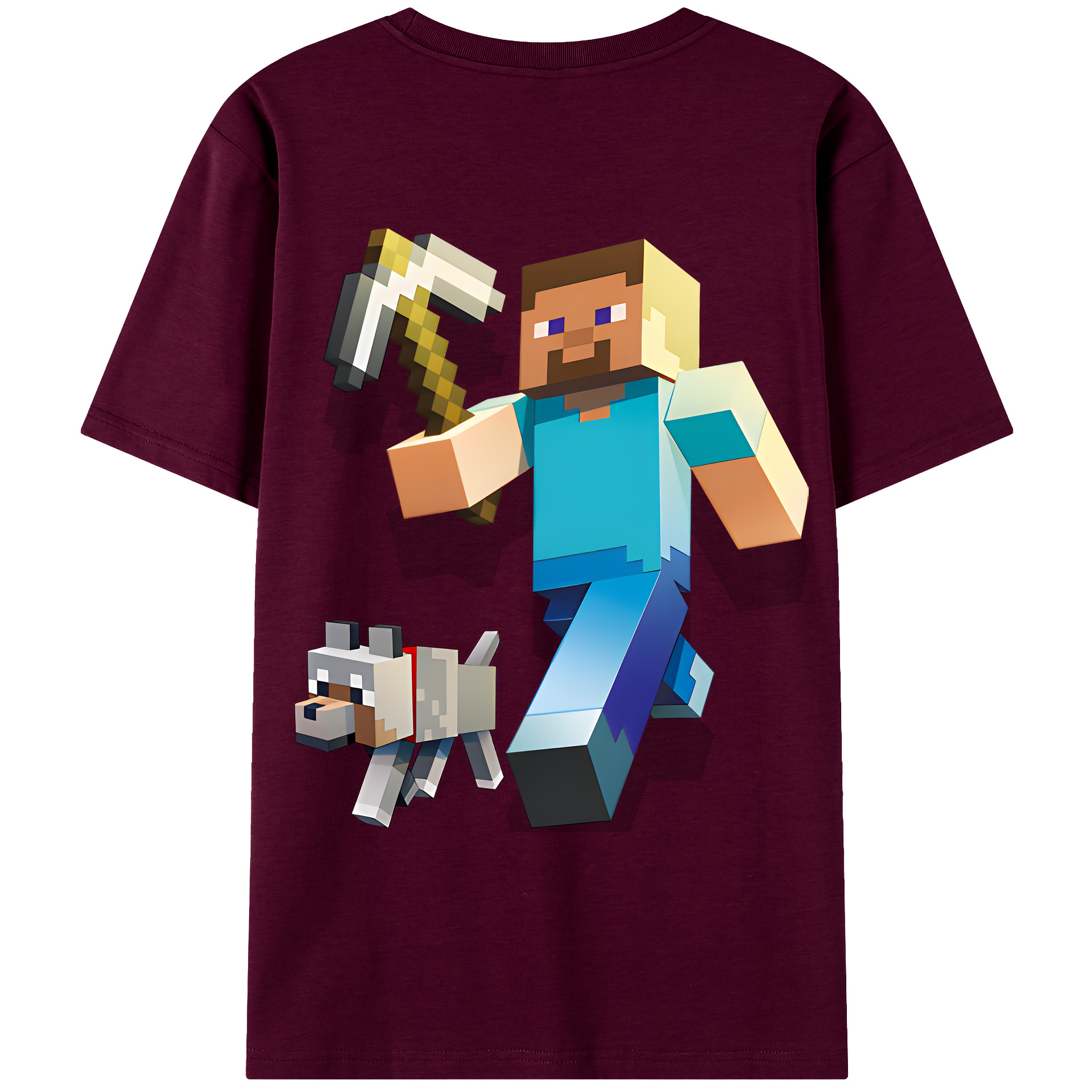 （画像用） マインクラフト ブロックの世界 Minecraft MC Block world レディース半袖Tシャツ(バックプリント)